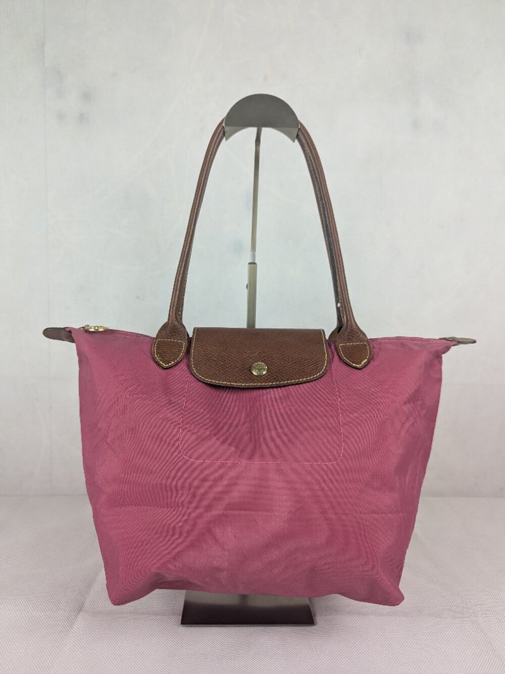 Authentic Longchamp Le Pliage Nylon Leather Tote Bag Pink - Preowned Nice